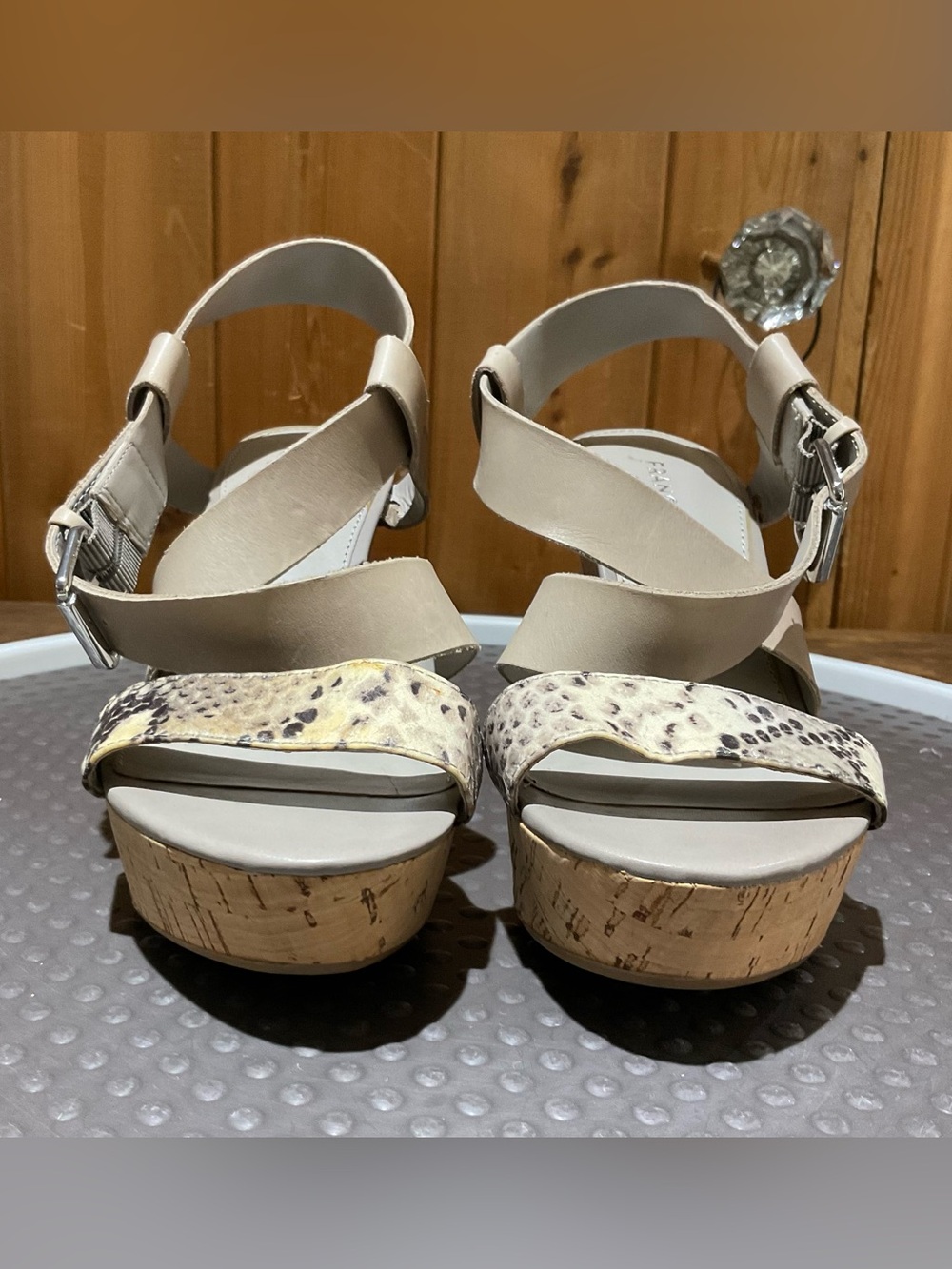 FRANCO SARTO WOMEN’S CORK PLATFORM SANDALS SIZE 6M HIGH HEELS